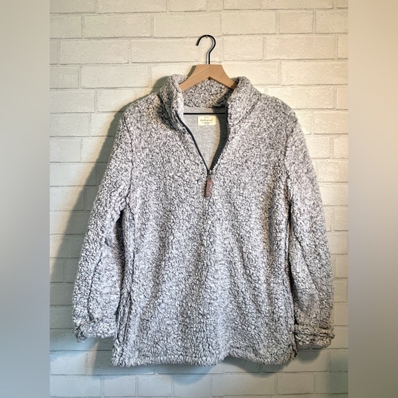 Weatherproof Jackets & Blazers - Women’s Weatherproof Gray Sherpa Teddy 1/2 Zip Henley Jersey Lined Jacket